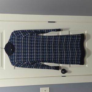 Susan Graver Black, Grey, and Lavender Houndstooth Sweater Dress